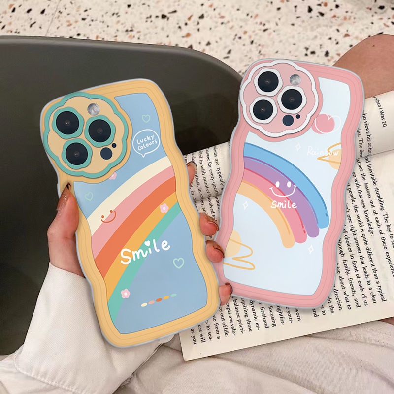 Case Motif Smiley Face Warna Pelangi Untuk iPhone 12 13 11 Pro Max X Xs Max Xr Asu5