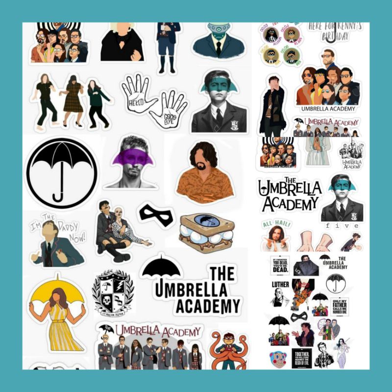 WATERPROOF ANTI AIR STICKER UMBRELLA ACADEMY ISI 50 BUAH FOR LAPTOP HP JOURNAL NOTES