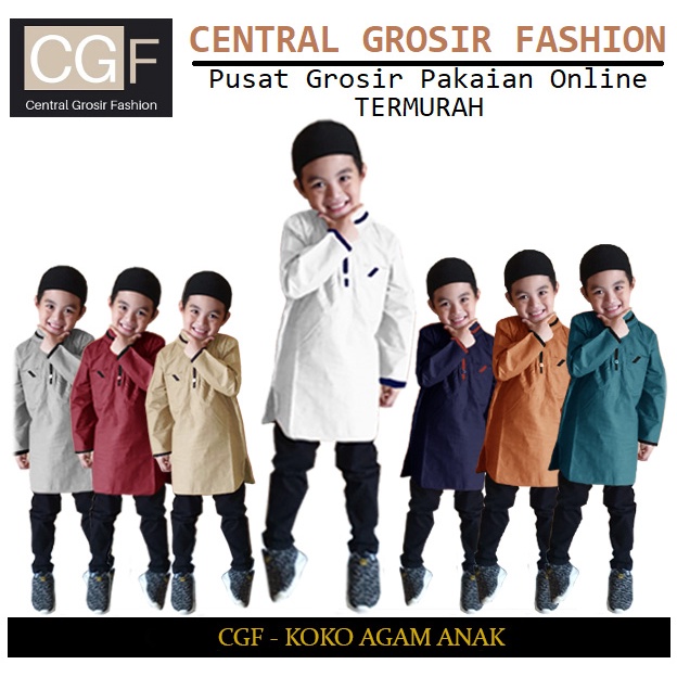 Koko Agam Anak Lengan Panjang - Central Grosir Fashion (CGF) - Usia 4 thn - 11 thn - Matt Katun Poplin