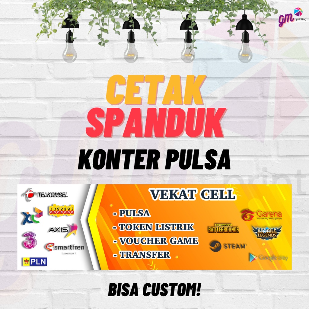 [BAHAN FLEXY KOREA] CETAK SPANDUK PULSA / BANNER / BACKDROP / BACKROUND / SPANDUK KONTER PULSA / PUL