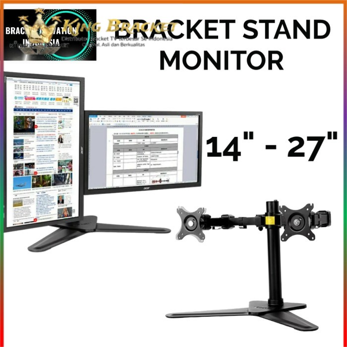 BRACKET STAND MEJA DUAL MONITOR 14-27 INCI