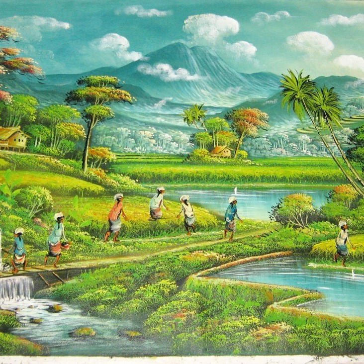 Ready Stok Lukisan Panen Dengan Pemandangan Terasering yang Indah
