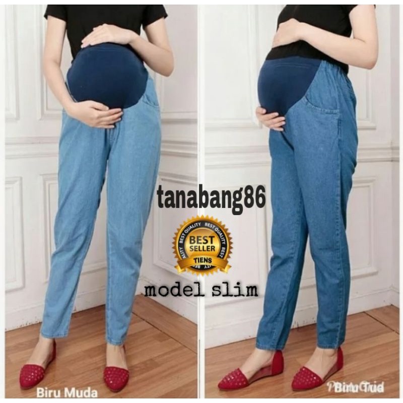 CELANA HAMIL BAHAN SEMI JEANS/CELAN WANIT HAMIL