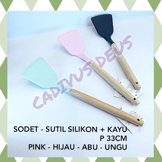 SUTIL SILIKON - SODET GAGANG KAYU - 33CM