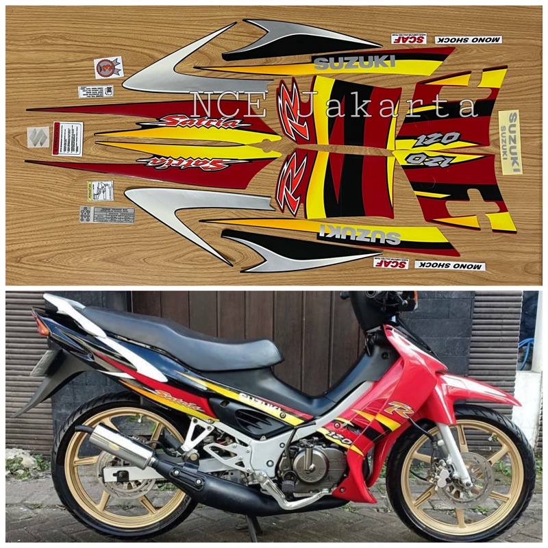 STIKER STRIPING SATRIA HIU MALAYSIA 2004 MERAH HITAM