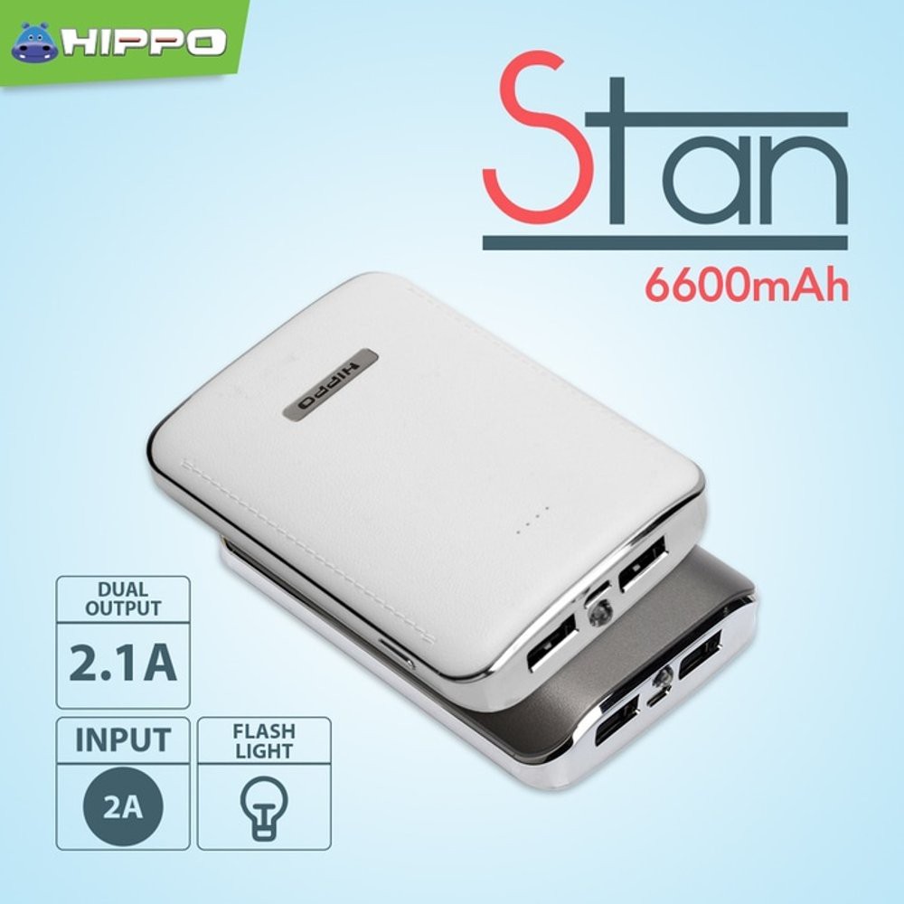 Powerbank HIPPO STAN 6600Mah Dual USB Power bank Original 2.1A Garansi Awet Kuat Tahan Lama Bagus