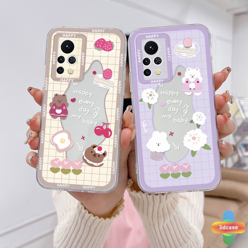 Casing Soft Case Infinix Hot 10 11 Play 10 10t 10s NFC 10i 9 Pro 10 Lite 11 Plus Hot 9 Play 11 11S NFC Infinix Smart 6 5 4 4C 5 Pro Tencno Spark 5 PRO A15 A16 A9 A5 A7 A5S Y12 Y20 Y15S Y21S A12 Lover Wavy Edge Cute Bear Rabbit Back Cover