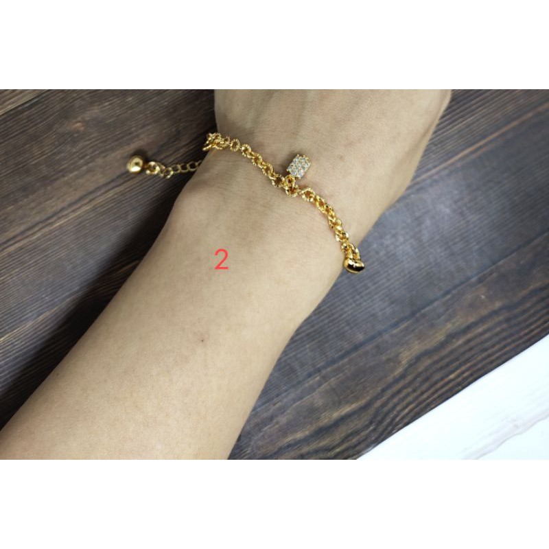 Fifi Fashion Gelang Tangan nori nukir gantung model Eliana Perhiasan Lapis emas (1-7)28#08#