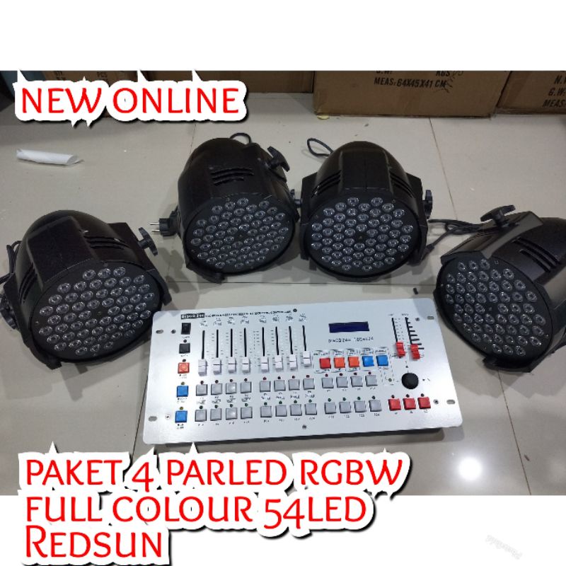 PAKET 4 PARLED RGB FULL COLOUR 54LED REDSUN + MIXER 240