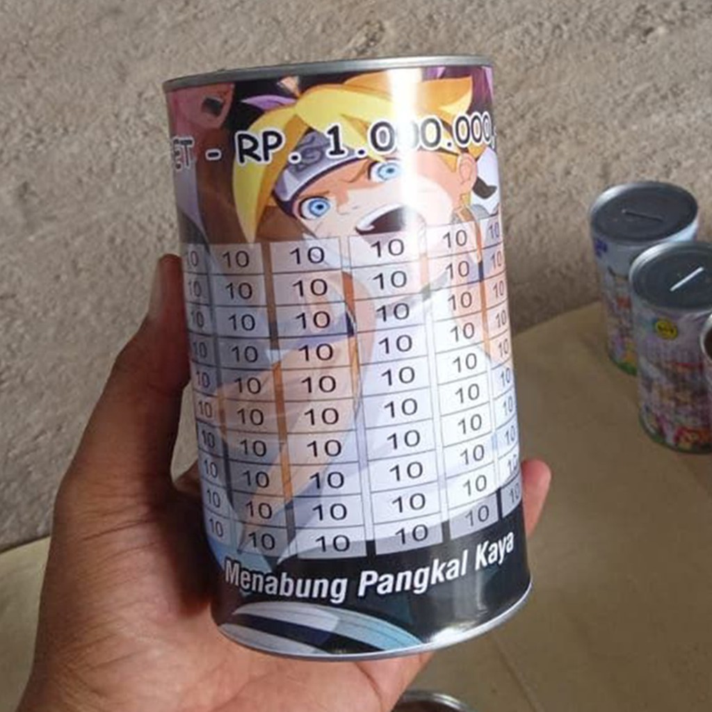 [✅COD] Celengan Tabungan Target Viral Kaleng Buka Tutup Unik Custom Karakter Nabung Anak Murah-1 JUTA (10K) NARUTO