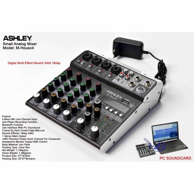 Mixer Audio 4 Channel Ashley MHouse 4 M-House 4 Original TERBAIK