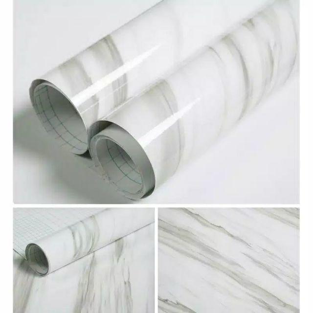 White Marble Premium Glossy Marmer Putih Wallpaper 60cmx5m Meter