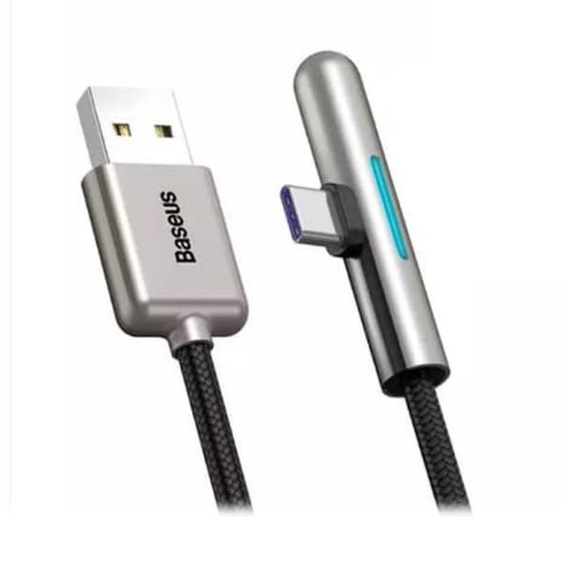 BASEUS KABEL DATA USB GAME MOBILE Type C LIGHTNING LED 2.4A 1M – Hitam