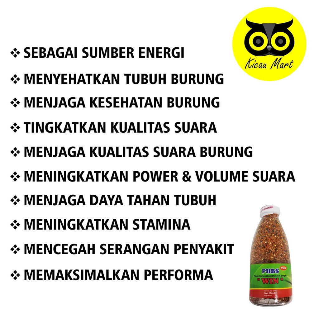 PAKAN MAKANAN HARIAN BURUNG BRANJANGAN SANGER BIJI BIJIAN MILET PHBS WIN JAYA MANDIRI BOTOL PHBSPJM