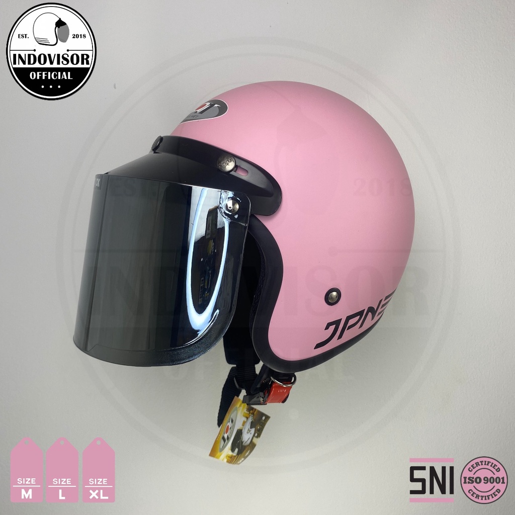 Helm JPN Pink Pastel Doff Kaca Flat Datar