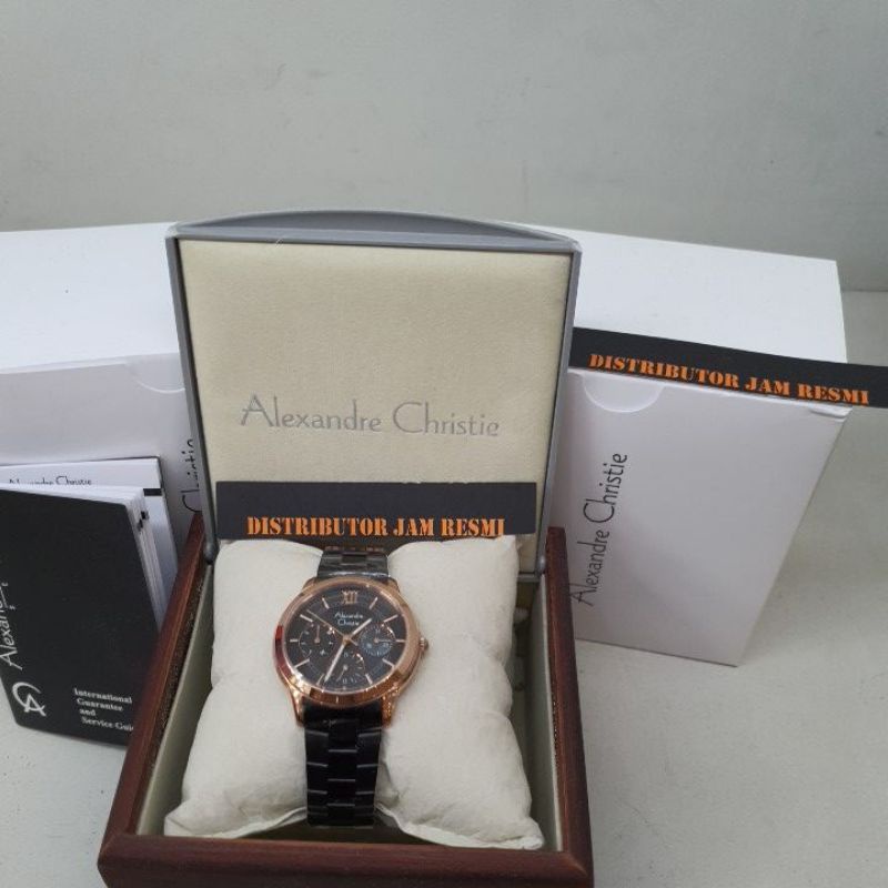 Jam Tangan Wanita Alexandre Christie AC2815BF AC 2815 BF AC2815 BF AC 2815BF Black Rose Gold