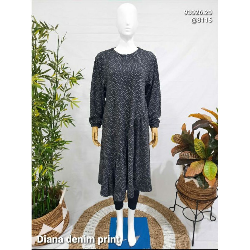 tunik motif bahan denim print
