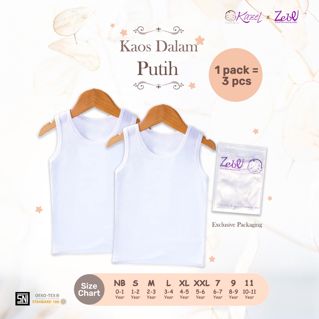 PNB98ML KAOS DALAM ANAK KAZEL ISI 6 PCS LINK UKURAN M &amp; L