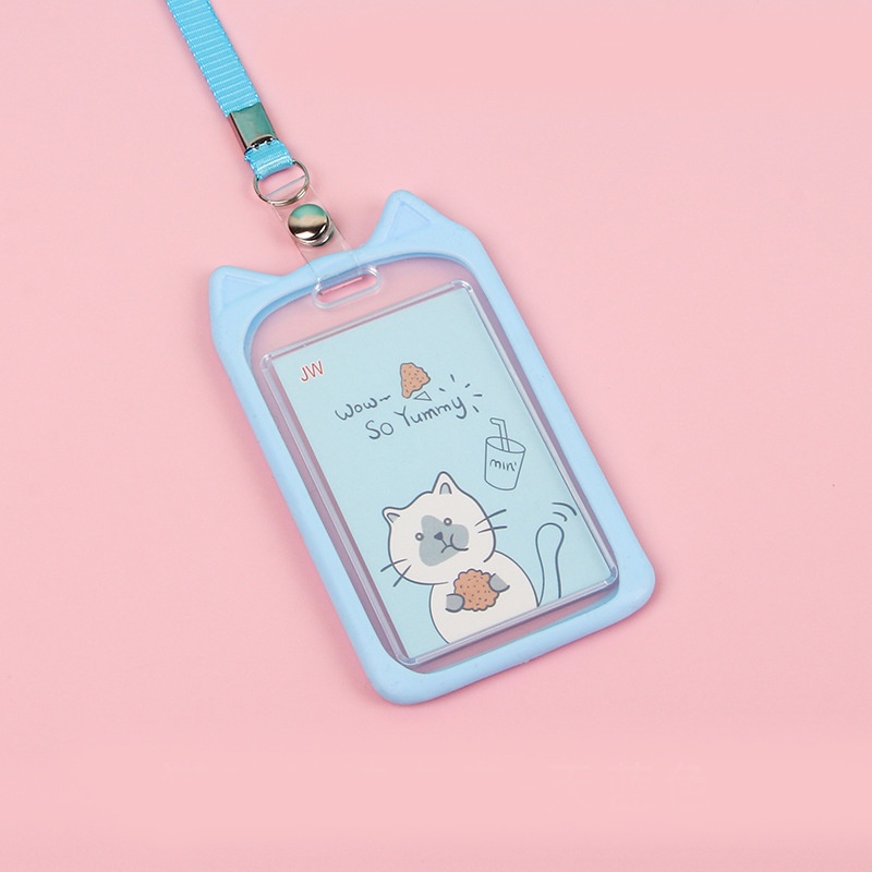 Tali Name Tag Kitten Warna Pastel Lanyard Card Holder Id Card