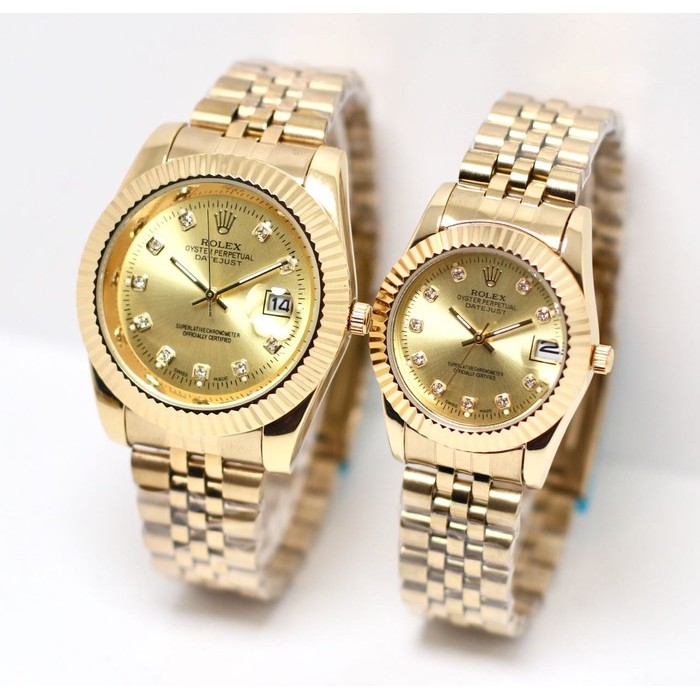Jam Tangan Couple Rolex Kw Super Jtr 167 Plat Putih - Kombinasi Gold Best Quality