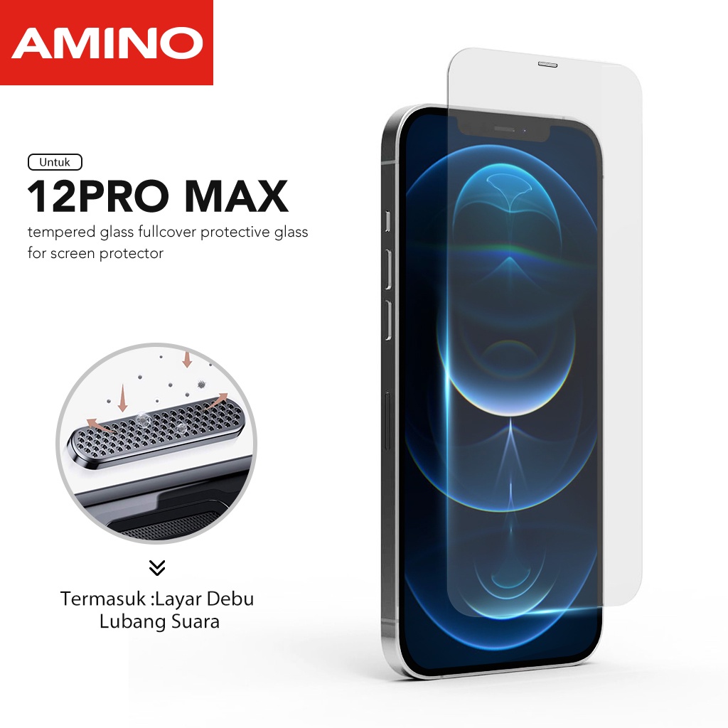 Jual Amino Anti Dust Tempered Glass Untuk Iphone 12 Pro Max 67 Inch Screen Protector Full Cover 2984