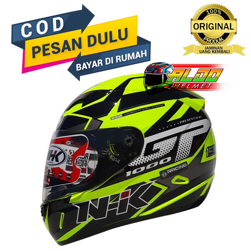 NHK GP 1000 MOTIF GP STAR YELLOW FLUO SILVER | HELM | NHK | GP1000 TERBARU | FULL FACE | NHK GP 1000
