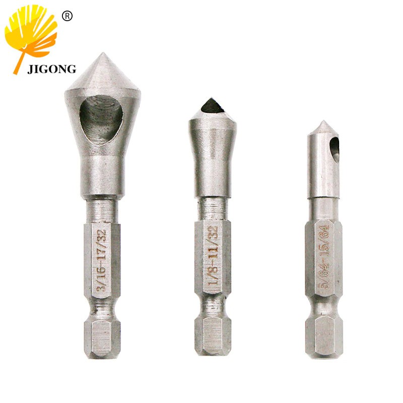 JIGONG Mata Bor Drill Bit Countersink HSS 3 PCS- Silver