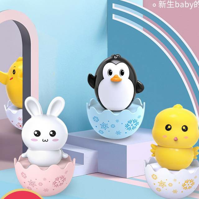 ~ PIYOSHI08 ~ Mainan Anak Bayi Tumbler Rattle Bentuk Telur Goyang Animal Lucu Murah MA07