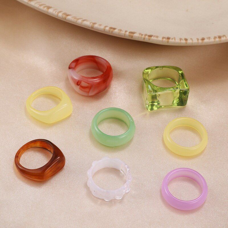 5 Set Cincin Akrilik Aksesoris Fashion Korea Cincin Transparant Ring Akrilik Part 1