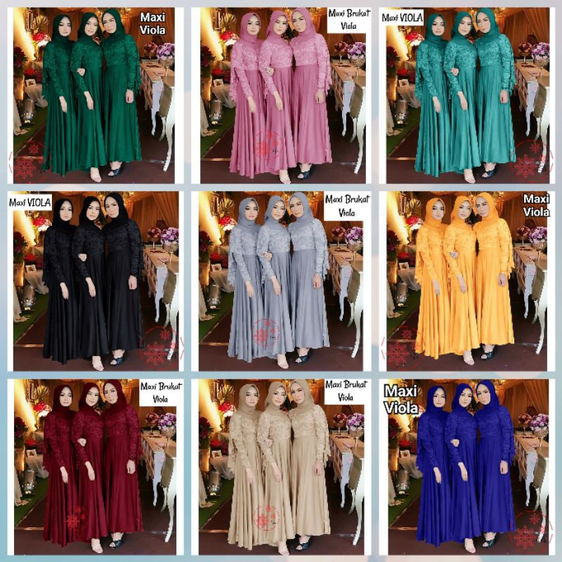 dress wanita BRUKAT MAXI VIOLA KUALITAS PREMIUM BRUKAT GLITER  BEST SELLER F6R8 gamis murah kekinian