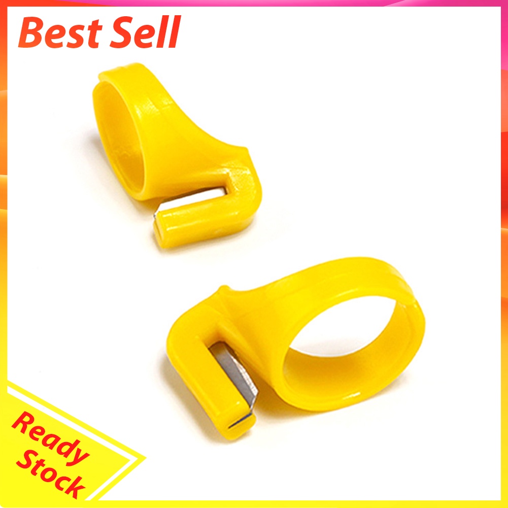 Plastic Thimble Sewing Ring Fishing Thread Cutter Finger Blade Needle Tools