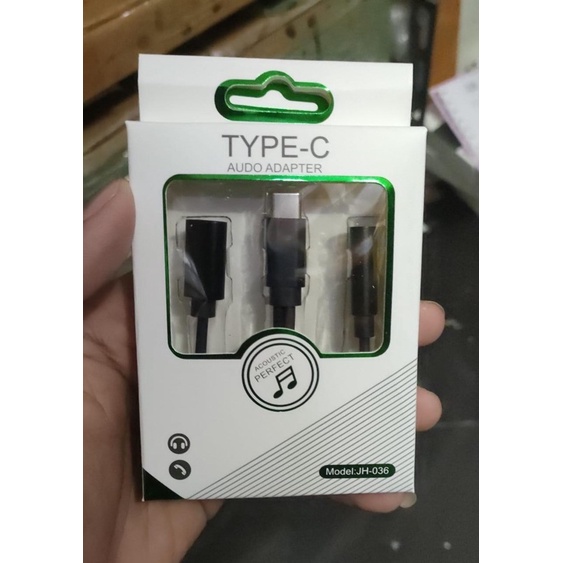 Kabel Splitter 2in1 USB Tipe-C Untuk Jack 3.5 Audio AUX Jack+ Charger C Tali Sepatu