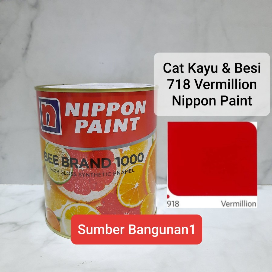 Cat Kayu Besi 918 Vermillion merah bendera nippon paint 1kg minyak