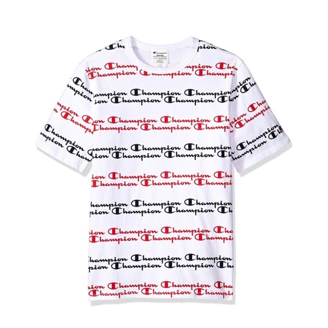 Kaos Champion Life Heritage All Over Stripes Script Tee White Original Shopee Indonesia