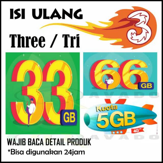 Paket Data Tri Inject Kuota Internet Tri / 3 / Three 4G ...