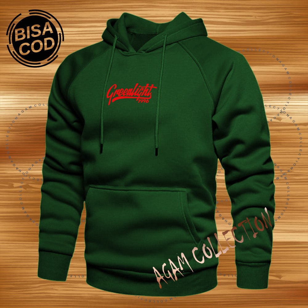 Agam collection Sweater Hoodie Distro Greenlight 1996 Premium Text Merah Pria Wanita