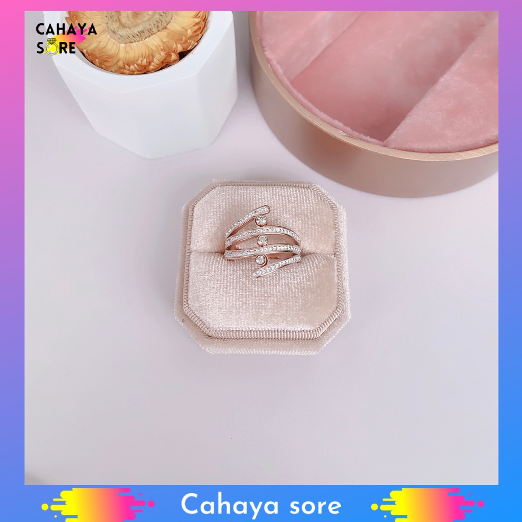 Cincin Titanium Rose Gold Silver Cincin Dewasa Model Permata CD47