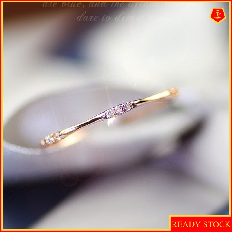 [Ready Stock]14K Gold Exquisite Inlaid Rhinestone Ring Simple All-Match