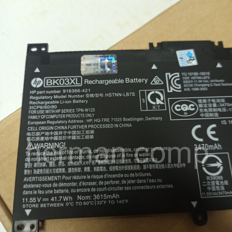 Original Baterai HP Pavilion X360 14-BA000 14-BA163TX TPNW125 HSTNN-LB7S BK03XL