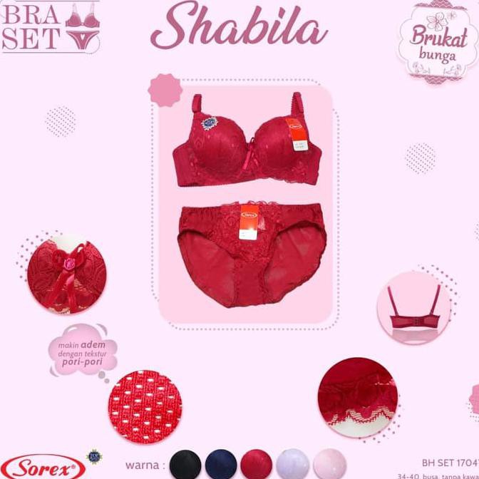 Bra Set Sorex Brukat Renda Pori Adem Tanpa Kawat 34-40 Sorex 17047 - 34