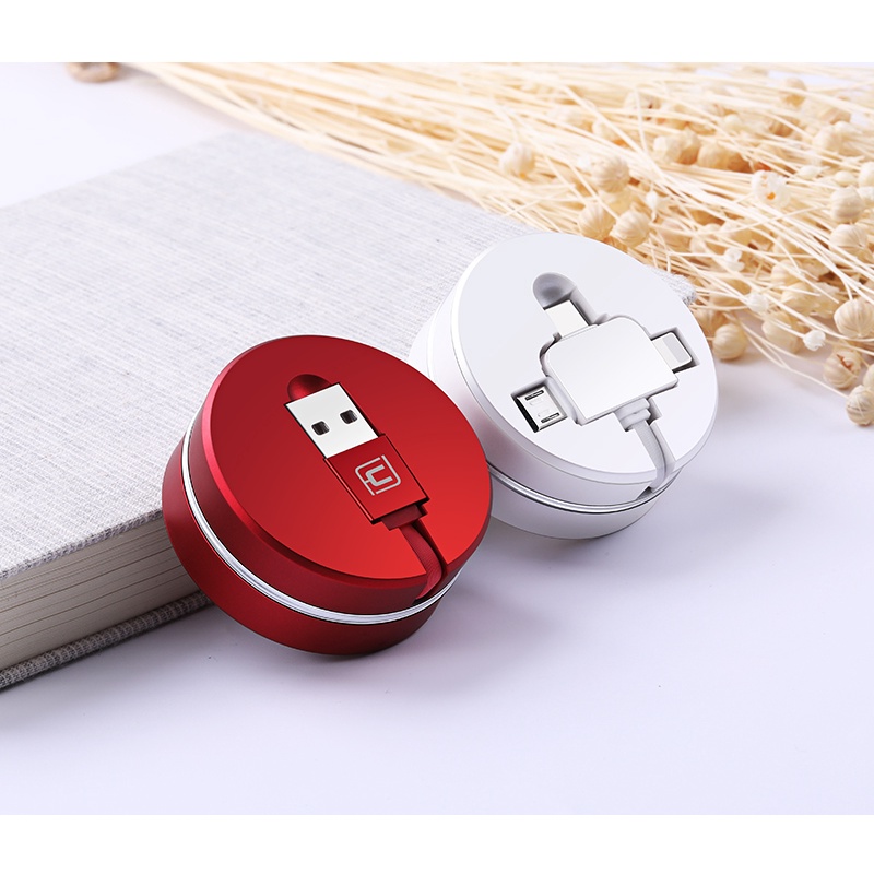 Cafele 3 In 1 Kabel Data / Charger Micro USB Tipe C Retractable Untuk Huawei / Xiaomi