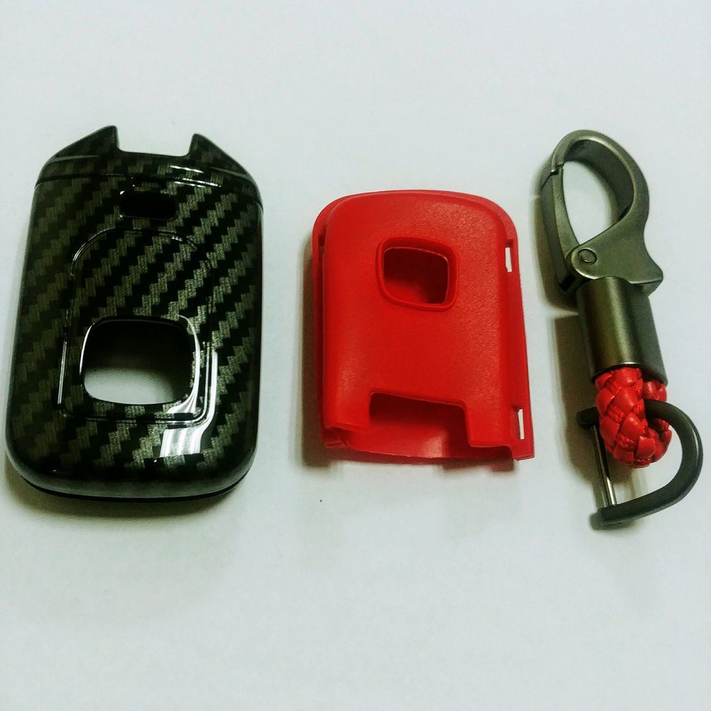 CASING KERAS sarung cover kunci remote honda hrv / jazz 2014 carbon karbon SILIKON MERAH DAN HITAM