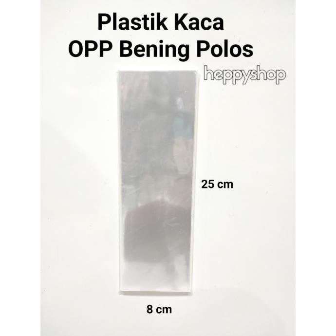 

8 cm x 25 cm (50 lembar) Plastik Kaca OPP Bening Polos heppys44
