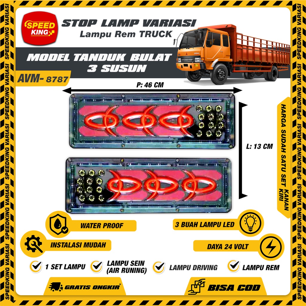Lampu LED variasi stoplamp Truk Hino Stop lamp rem Belakang mobil truk pickup L300 Carry Futura akse