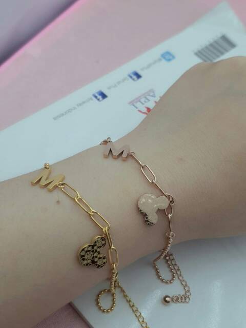 Gelang titanium mickey / gelang mickey titanium / gelang asli titanium gold dan rose gold