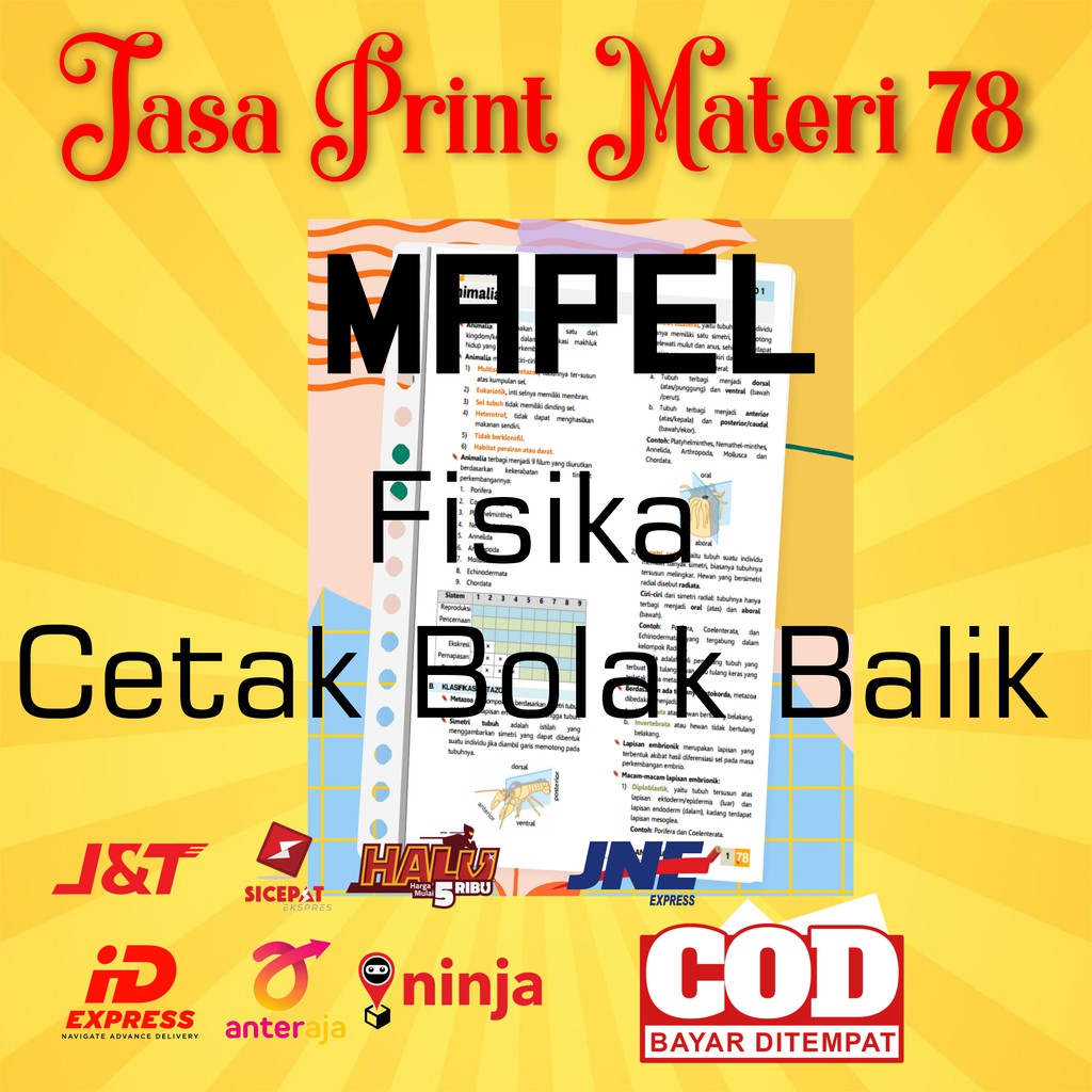 

(FISIKA Bolak Balik) Jasa Print Cetak Materi 78 Ukuran A5 atau B5 Mapel FISIKA Cetak 2 sisi