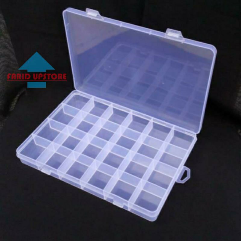 Kotak penyimpanan 24 sekat penyimpanan manik-manik
