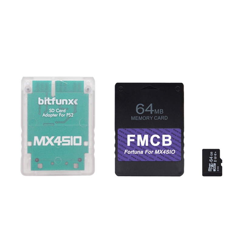 Vivi MX4SIO SIO2SD SD / TF Card Adapter + Fortuna 64MB FMCB Untuk Konsol Ps2S Slim