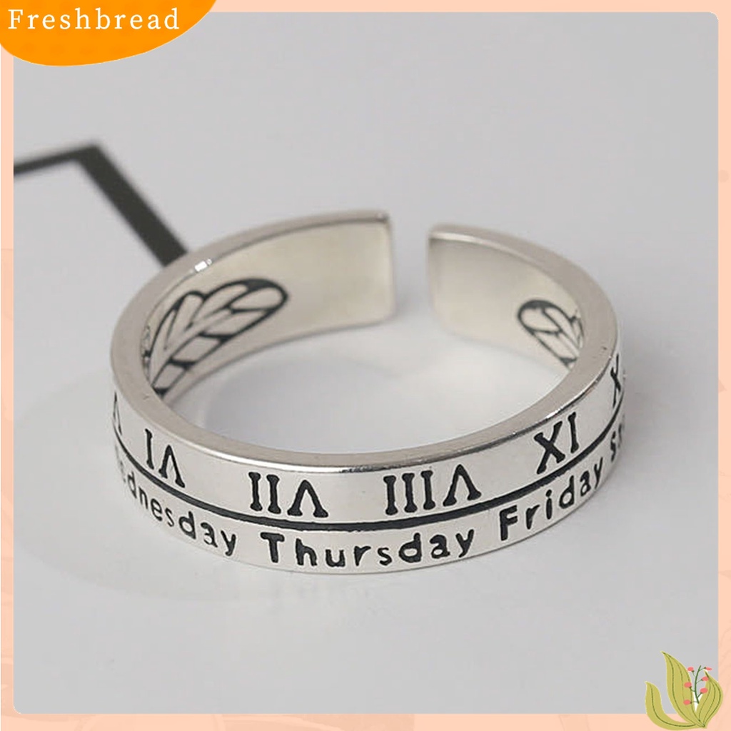 [TERLARIS]Retro Adjustable Roman Numerals Engraving Opening Ring Wedding Band Party Jewelry