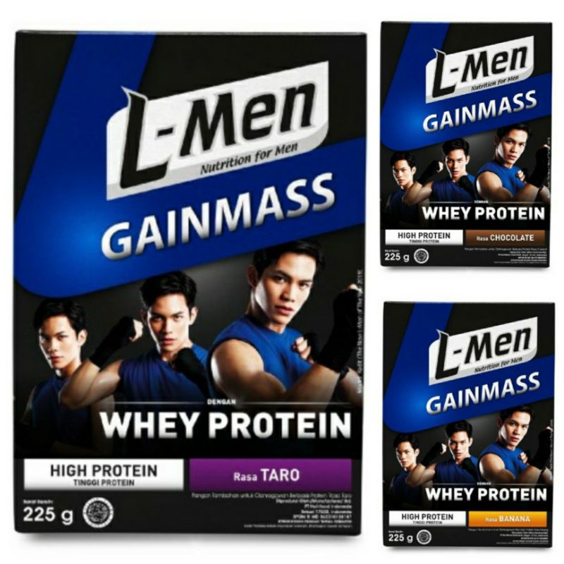 

L-Men GAIN MASS 225 GR Taro Banana Chocolate Whey Protein High Kalsium Susu Lmen Gainmass Suplemen Nutrisi Fitness Olahraga